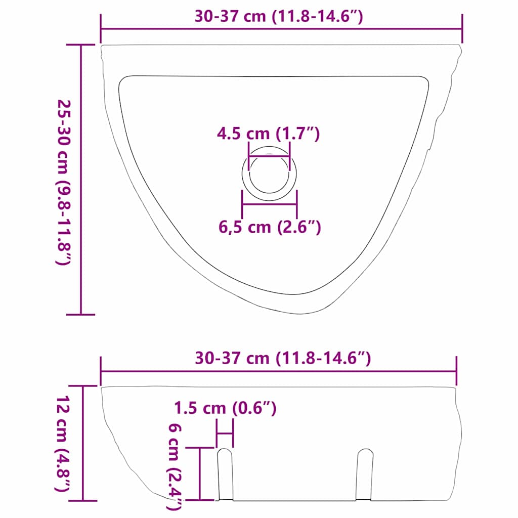 Vegghengt Balje Grå (30-37) x (25-30) x 12 cm Elvestein