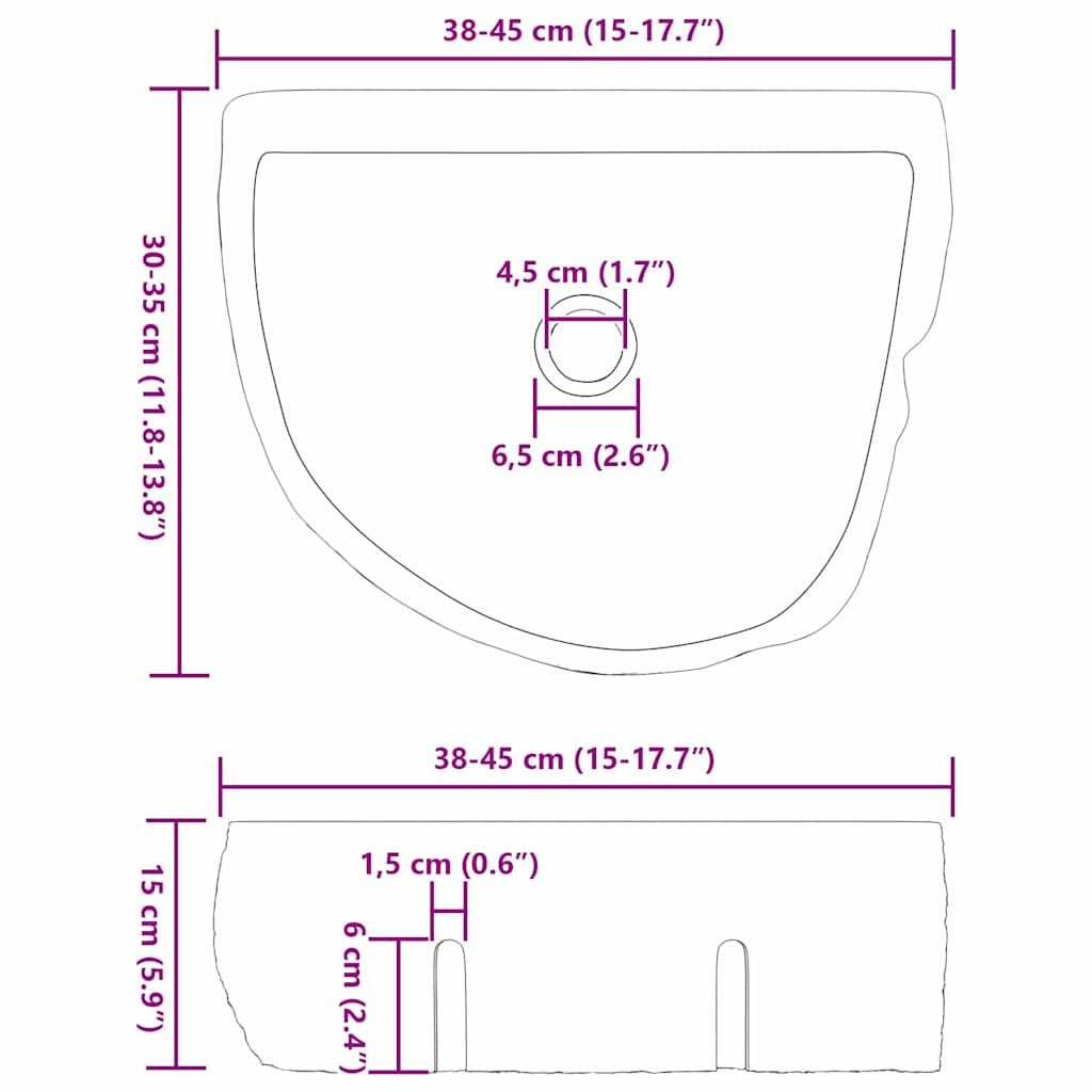 Vegghengt Balje Grå (38-45) x (30-35) x 15 cm Elvestein