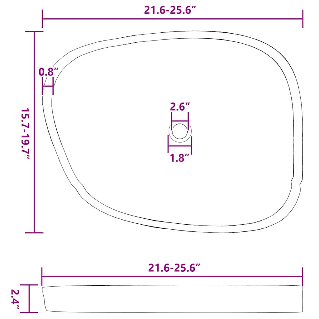 Basseng Grå (55-65) x (40-50) x 6 cm Elvestein