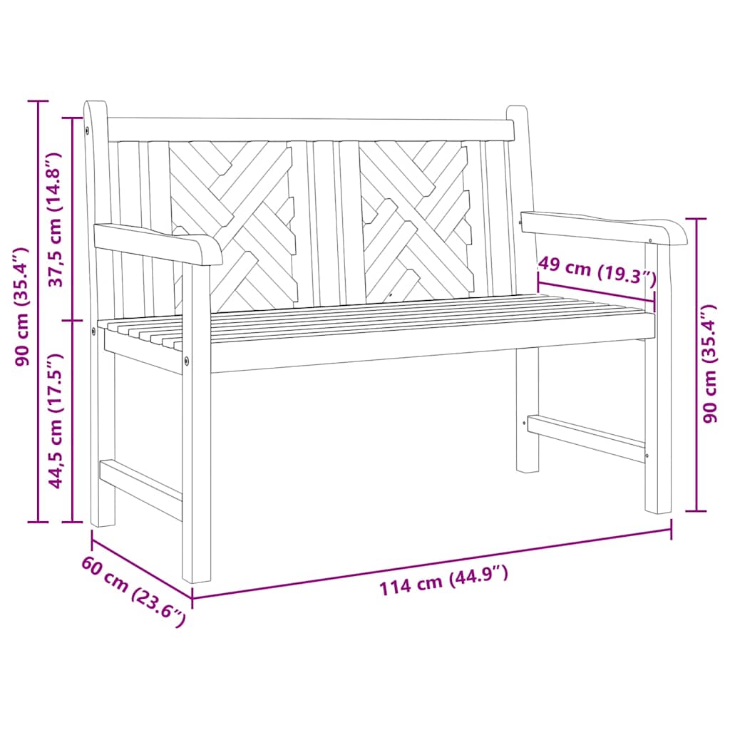 Hagebenk Brun 114 x 60 x 90 cm Heltre teak