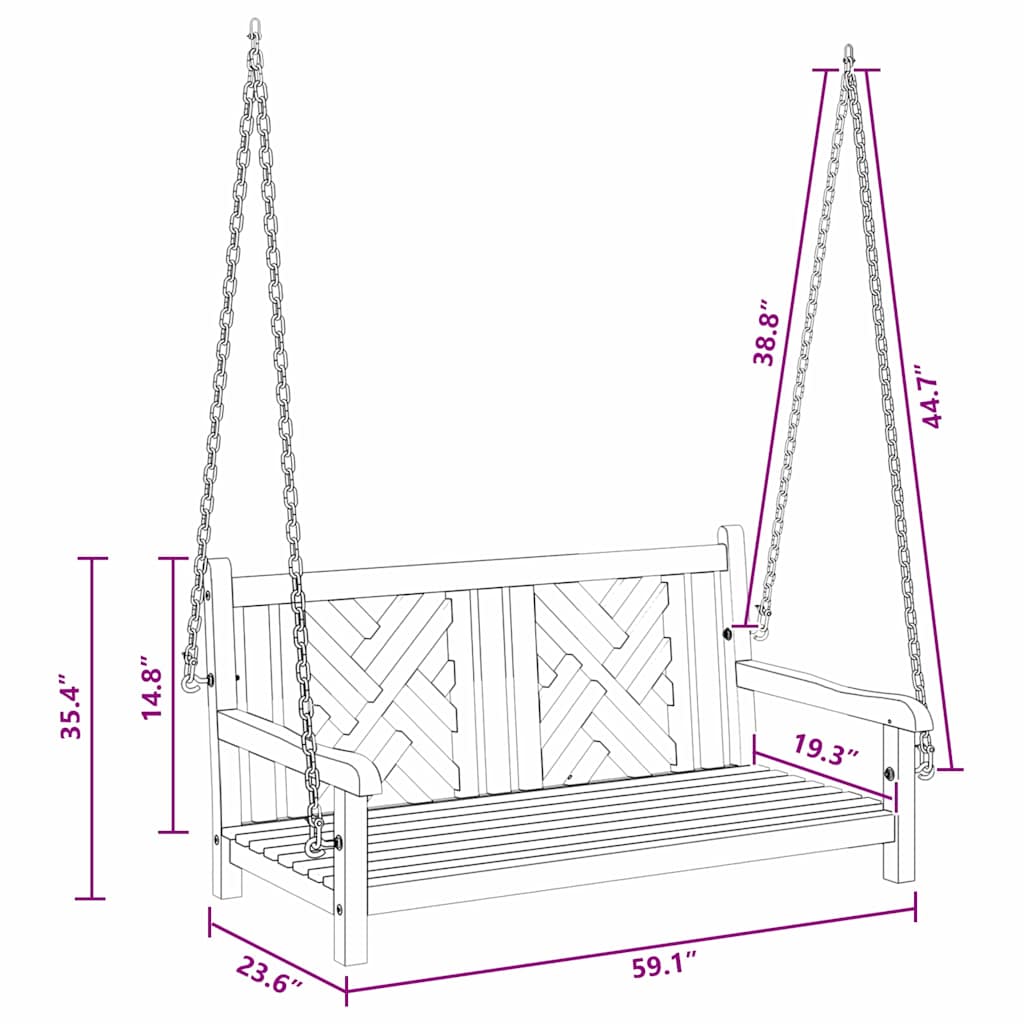 Svingbenk Annet Brun 114 x 60 x 64 cm Heltre teak