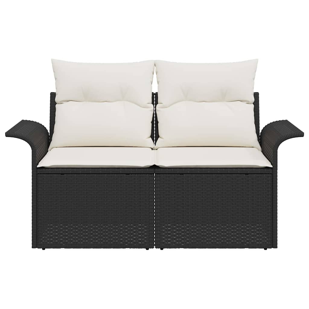 Hagemøbelsofa med pute Svart 141 x 62 x 69cm polyrotting