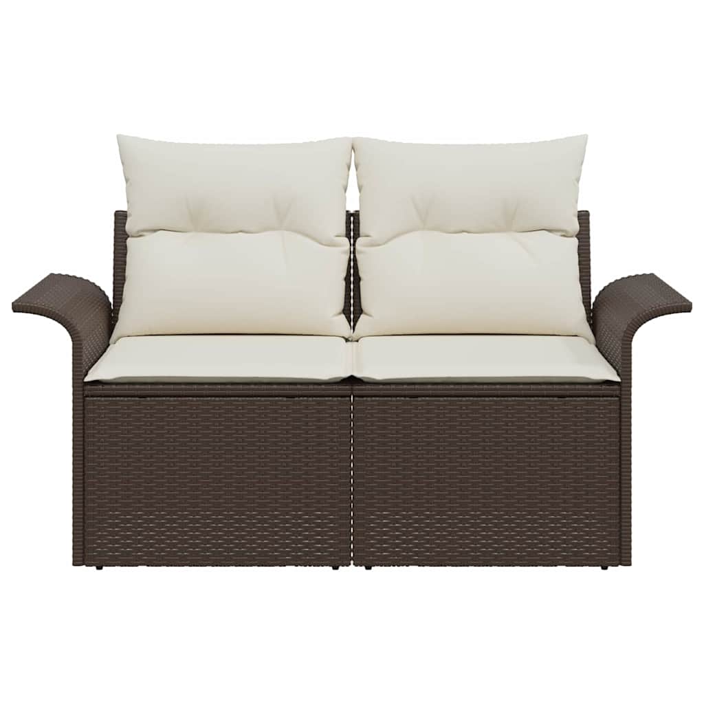 Hagemøbelsofa med pute Brun 141 x 62 x 69cm polyrotting