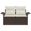 Hagemøbelsofa med pute Brun 141 x 62 x 69cm polyrotting