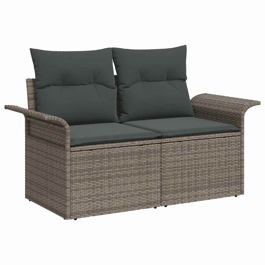 Hagemøbelsofa med pute Grå 141 x 62 x 69cm polyrotting