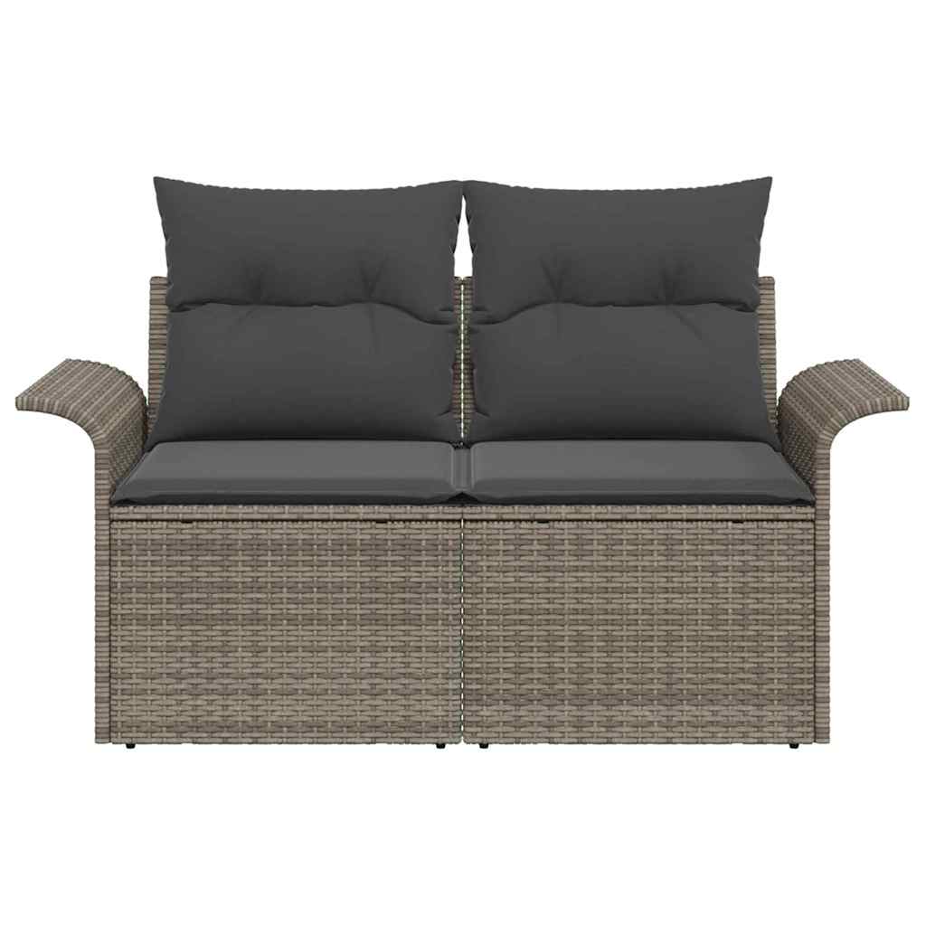 Hagemøbelsofa med pute Grå 141 x 62 x 69cm polyrotting