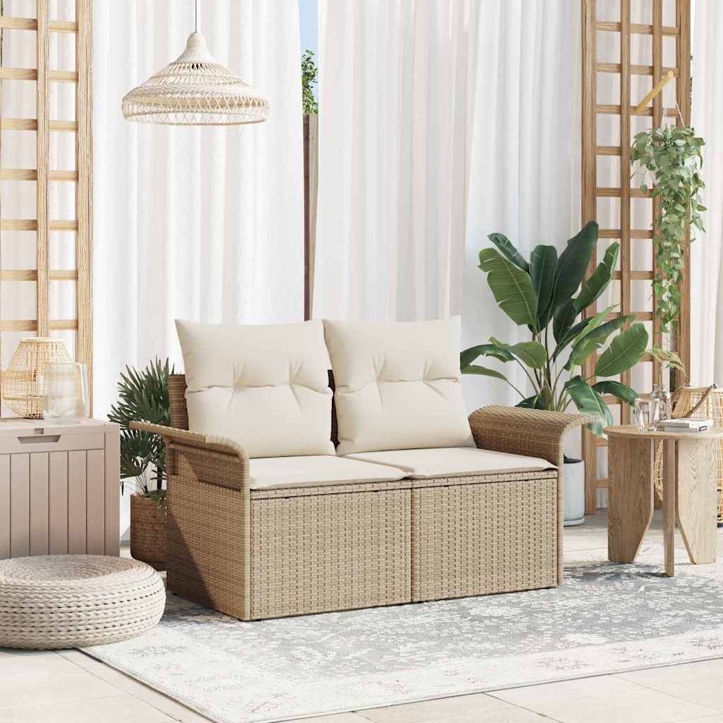 Hagemøbelsofa med pute Beige 141 x 62 x 69cm polyrotting