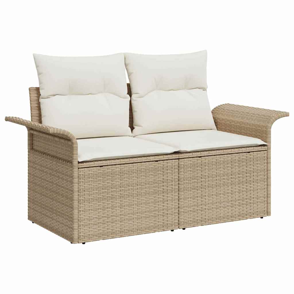 Hagemøbelsofa med pute Beige 141 x 62 x 69cm polyrotting