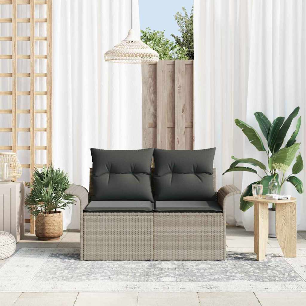 Hagemøbelsofa med pute Lysegrå 141 x 62 x 69cm polyrotting