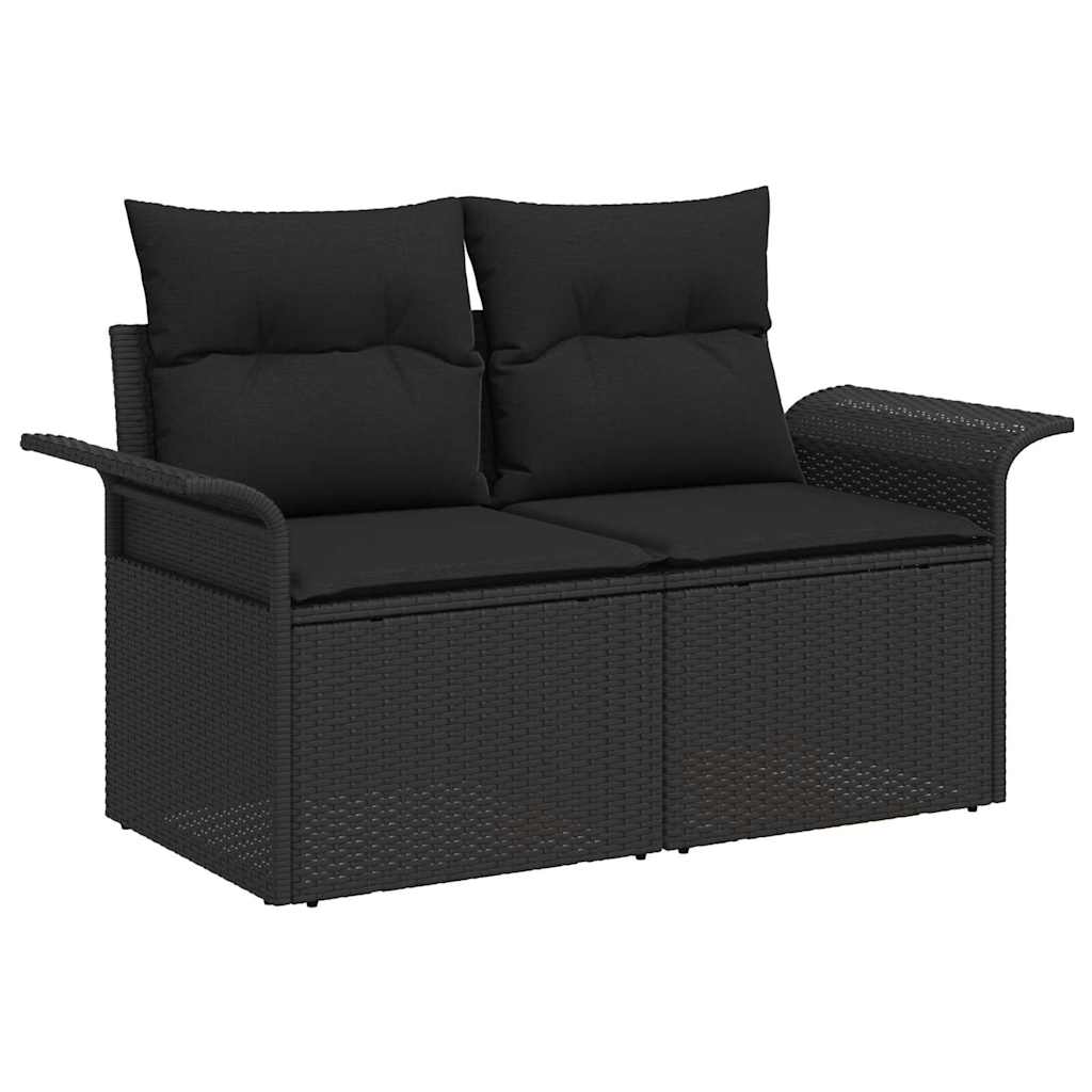 Hagemøbelsofa med pute Svart 141 x 62 x 69cm polyrotting