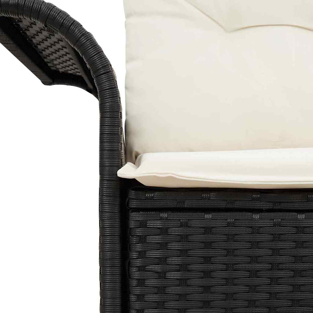 Hagemøbelsofa med pute Svart 141 x 62 x 69cm polyrotting
