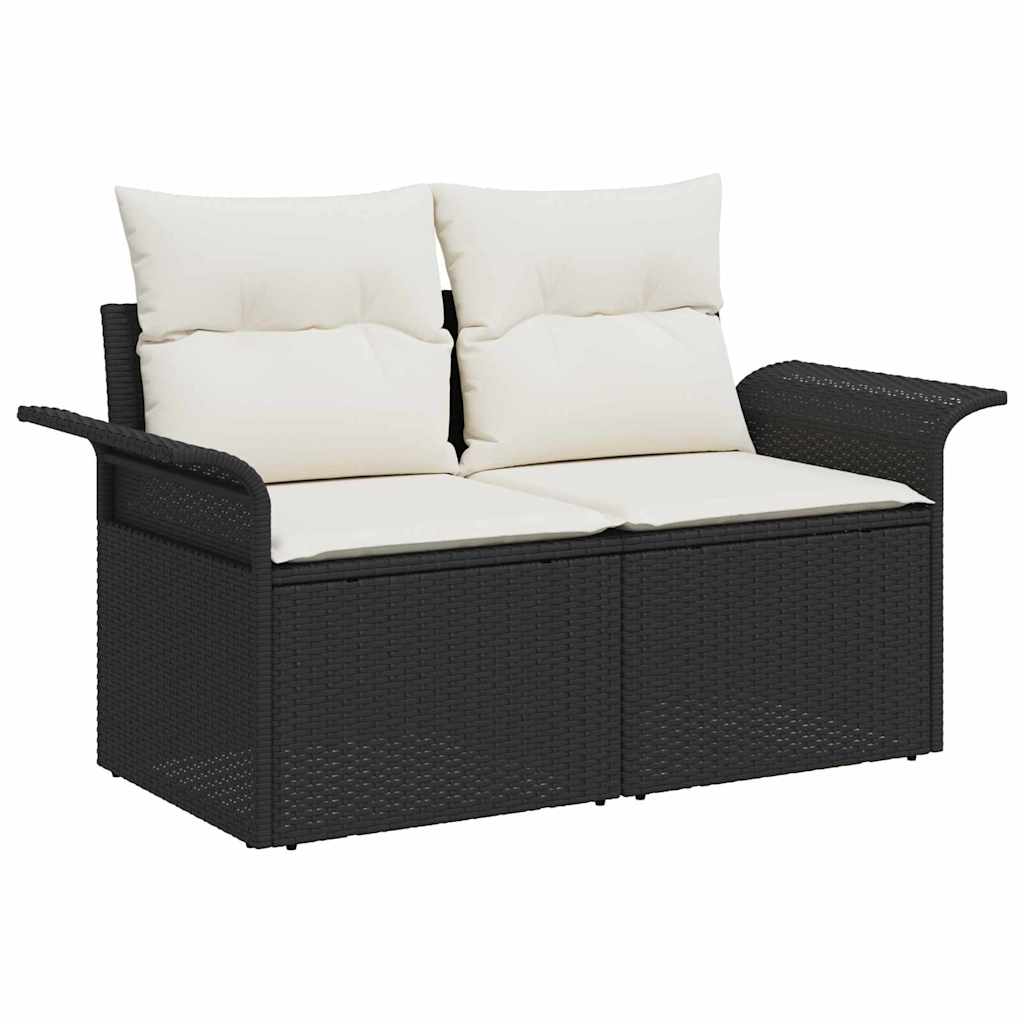 Hagemøbelsofa med pute Svart 141 x 62 x 69cm polyrotting