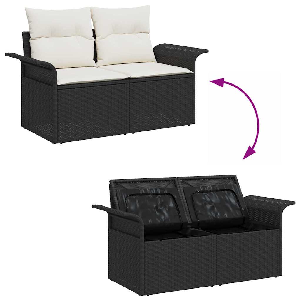 Hagemøbelsofa med pute Svart 141 x 62 x 69cm polyrotting