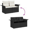 Hagemøbelsofa med pute Svart 141 x 62 x 69cm polyrotting
