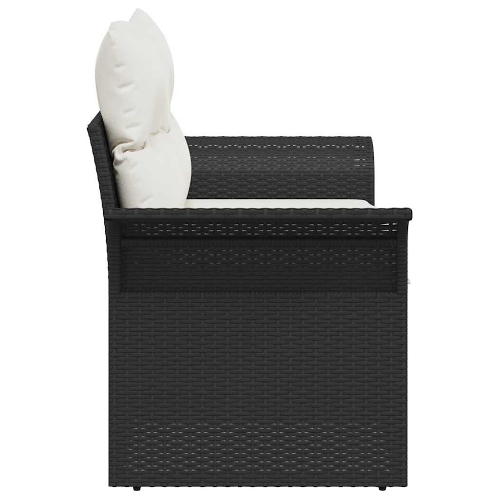 Hagemøbelsofa med pute Svart 141 x 62 x 69cm polyrotting