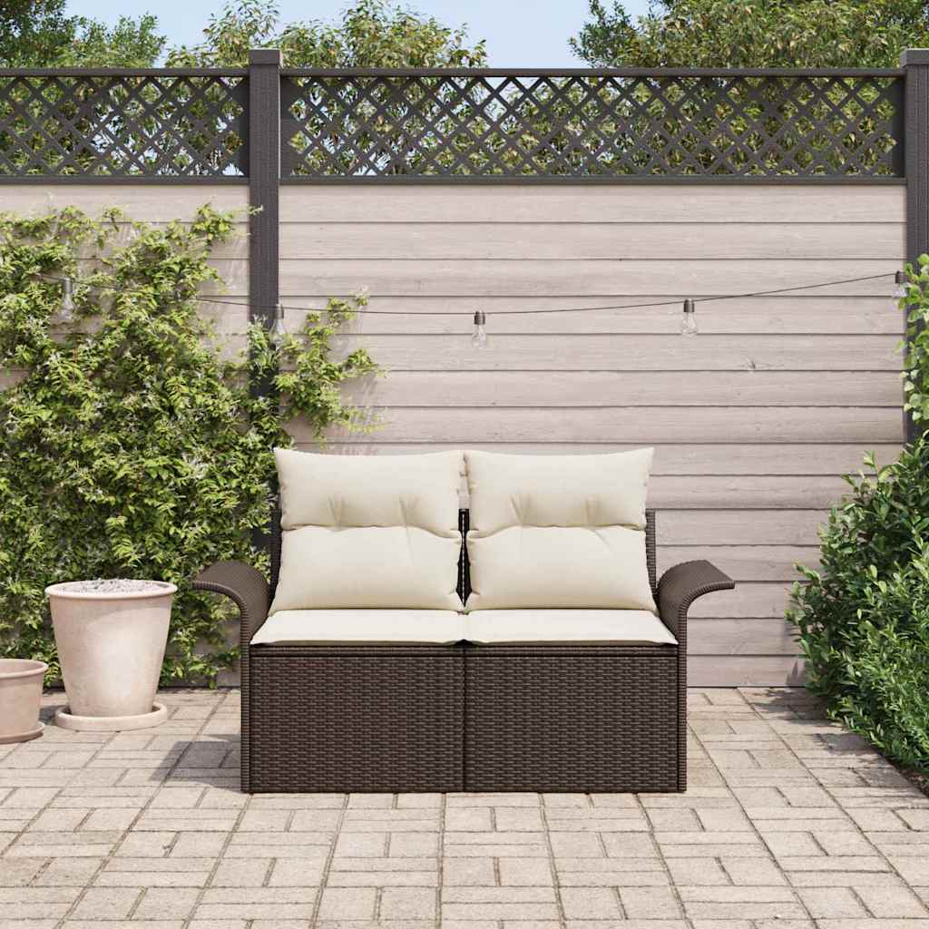 Hagemøbelsofa med pute Brun 141 x 62 x 69cm polyrotting