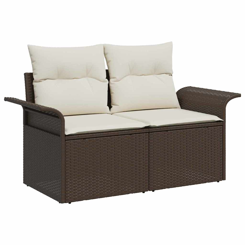 Hagemøbelsofa med pute Brun 141 x 62 x 69cm polyrotting