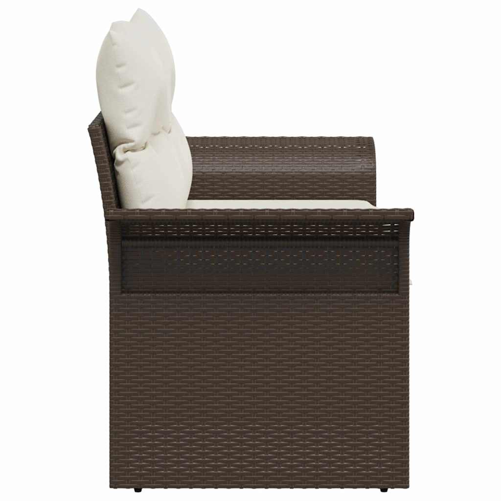 Hagemøbelsofa med pute Brun 141 x 62 x 69cm polyrotting