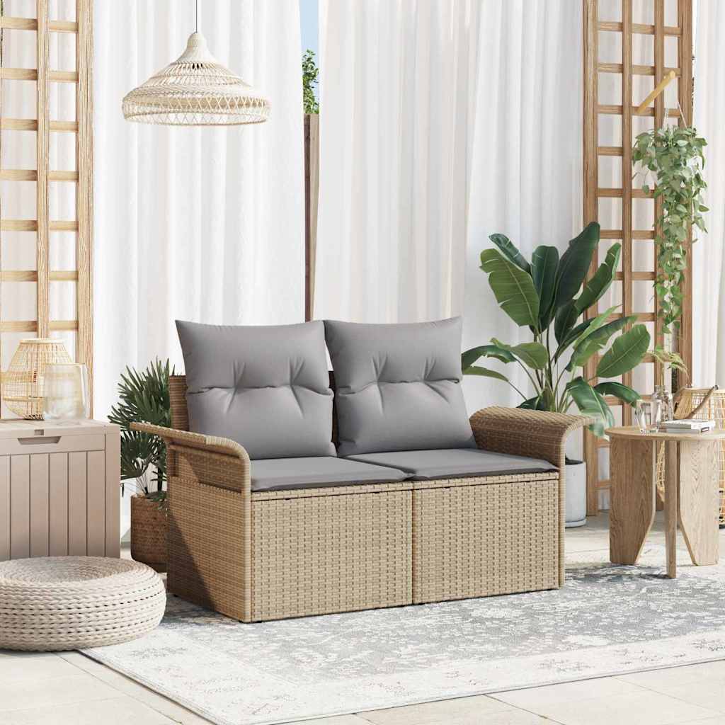 Hagemøbelsofa med pute Beige 141 x 62 x 69cm polyrotting