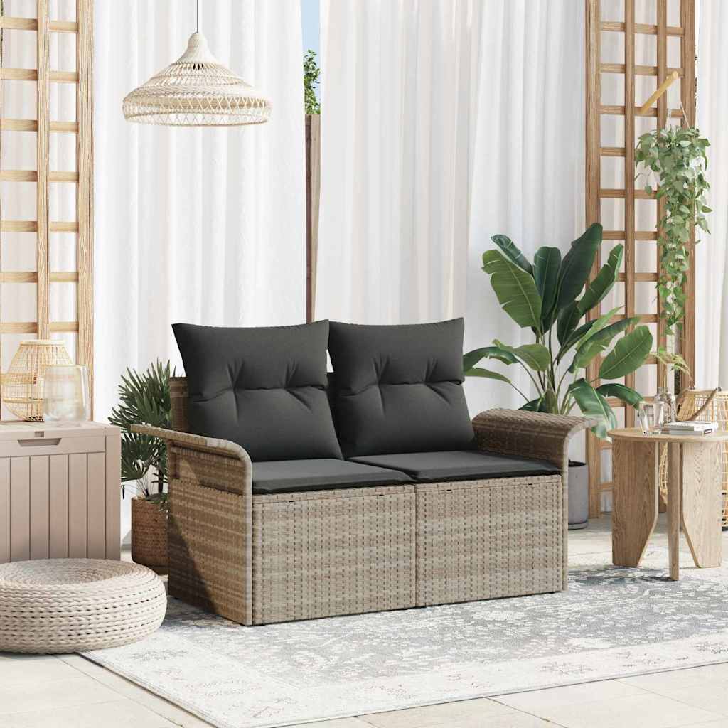 Hagemøbelsofa med pute Lysegrå 141 x 62 x 69cm polyrotting