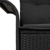 Hagemøbelsofa med pute Svart 141 x 62 x 69cm polyrotting