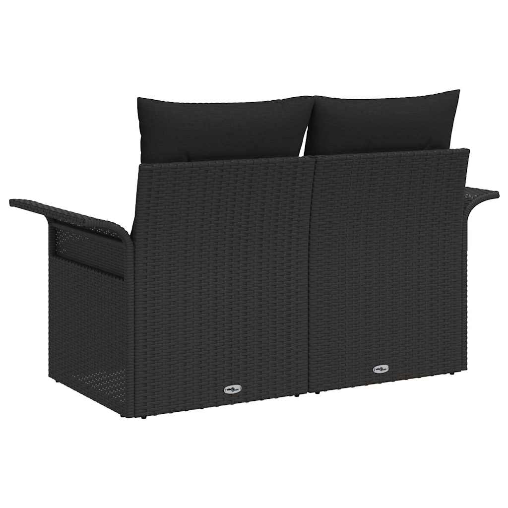 Hagemøbelsofa med pute Svart 141 x 62 x 69cm polyrotting