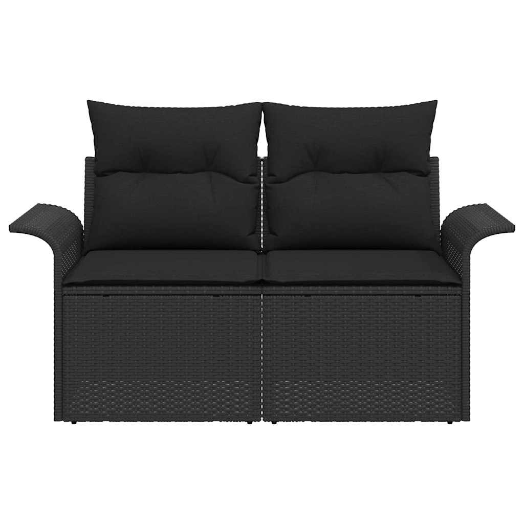 Hagemøbelsofa med pute Svart 141 x 62 x 69cm polyrotting