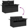 Hagemøbelsofa med pute Svart 141 x 62 x 69cm polyrotting