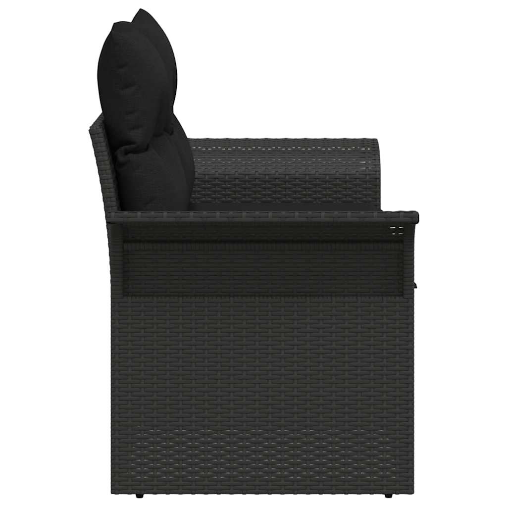 Hagemøbelsofa med pute Svart 141 x 62 x 69cm polyrotting