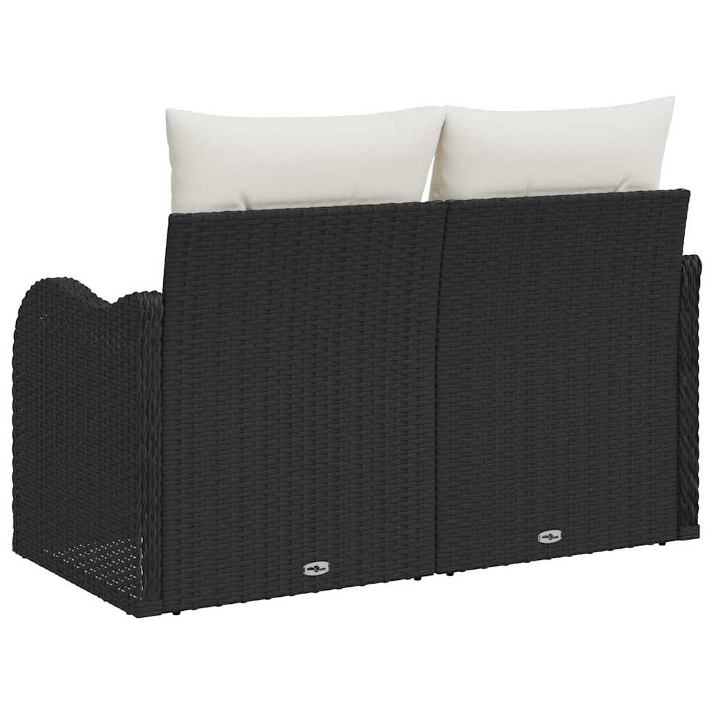 Hagemøbelsofa med pute Svart 121 x 62 x 69cm polyrotting
