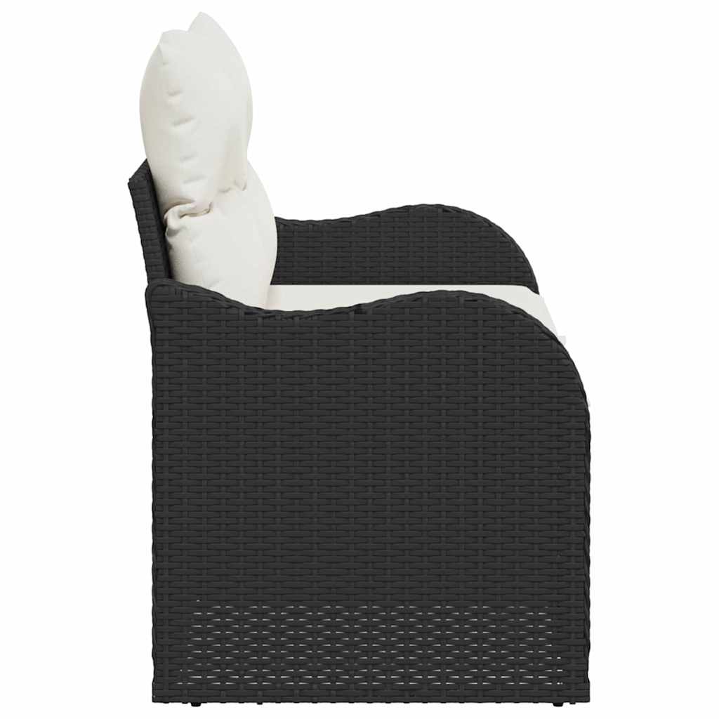 Hagemøbelsofa med pute Svart 121 x 62 x 69cm polyrotting