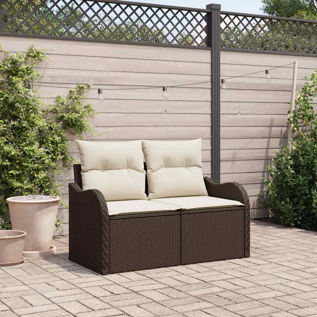 Hagemøbelsofa med pute Brun 121 x 62 x 69cm polyrotting