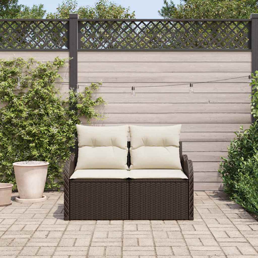 Hagemøbelsofa med pute Brun 121 x 62 x 69cm polyrotting