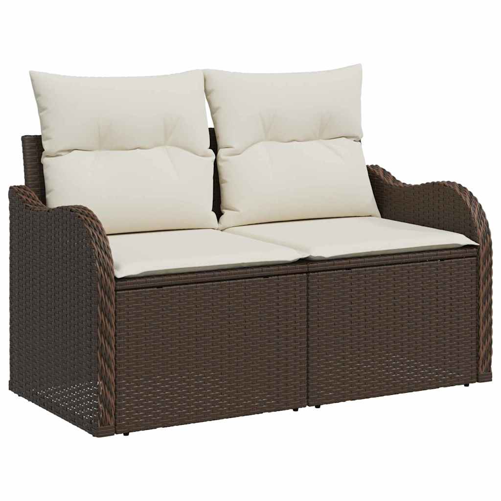 Hagemøbelsofa med pute Brun 121 x 62 x 69cm polyrotting