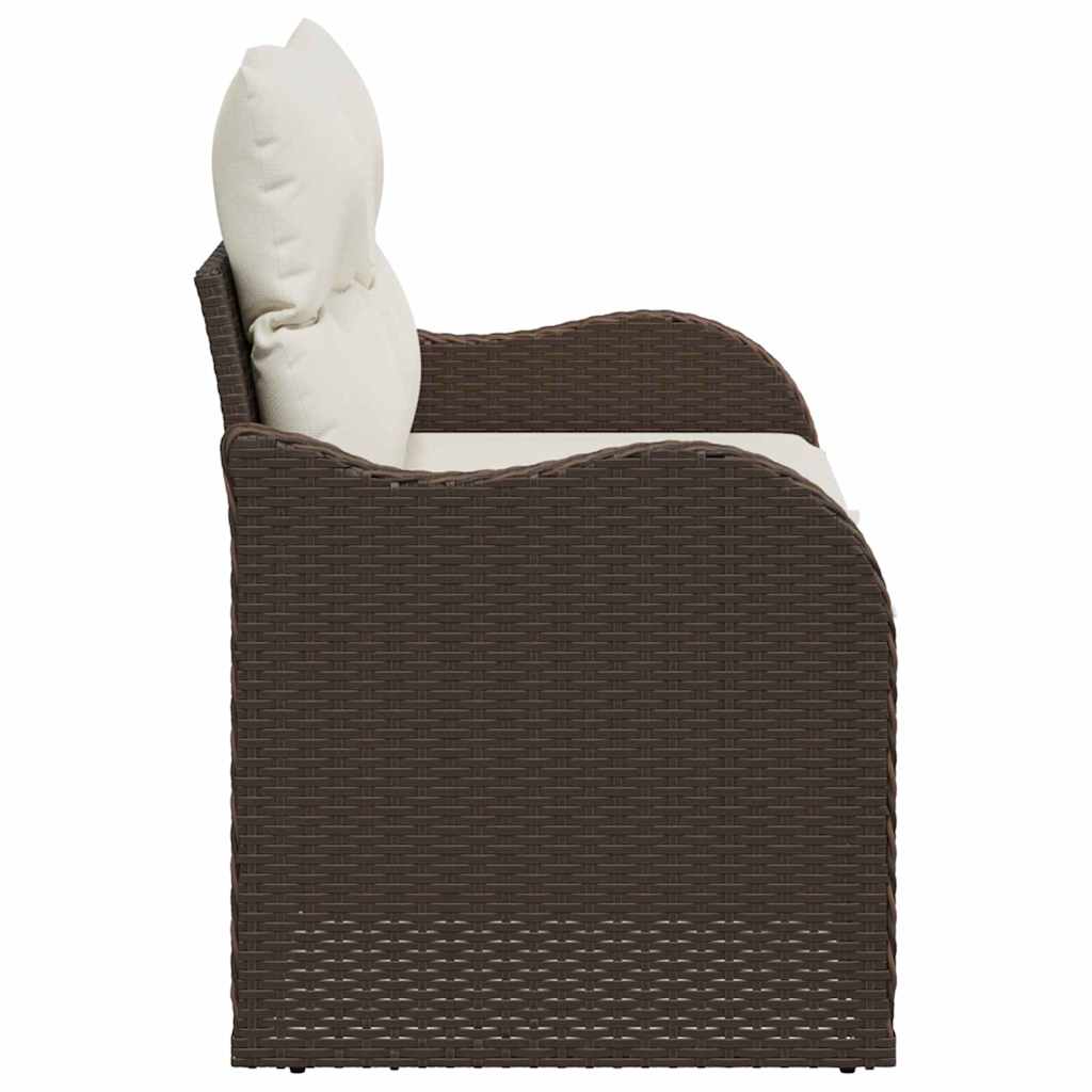 Hagemøbelsofa med pute Brun 121 x 62 x 69cm polyrotting