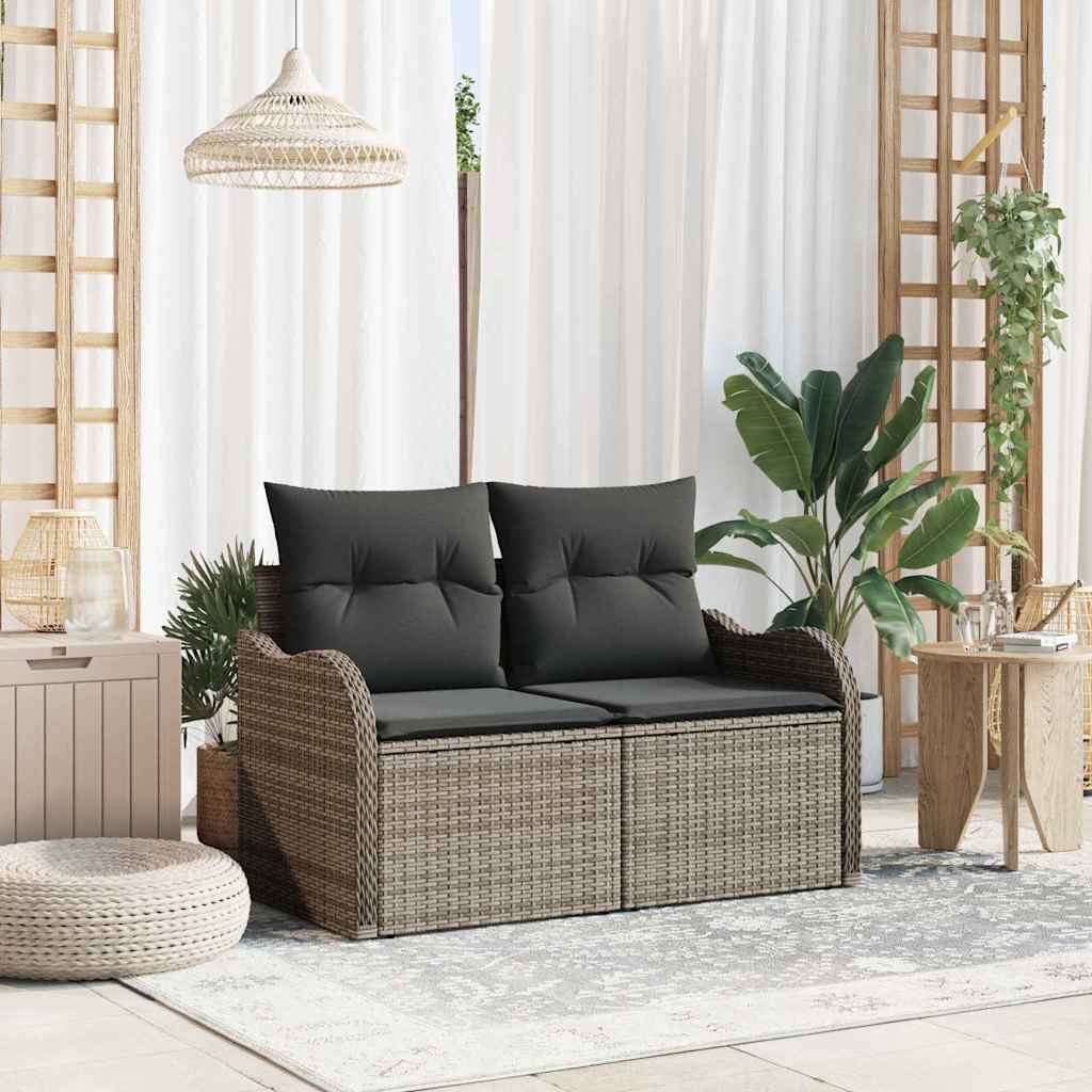 Hagemøbelsofa med pute Grå 121 x 62 x 69cm polyrotting