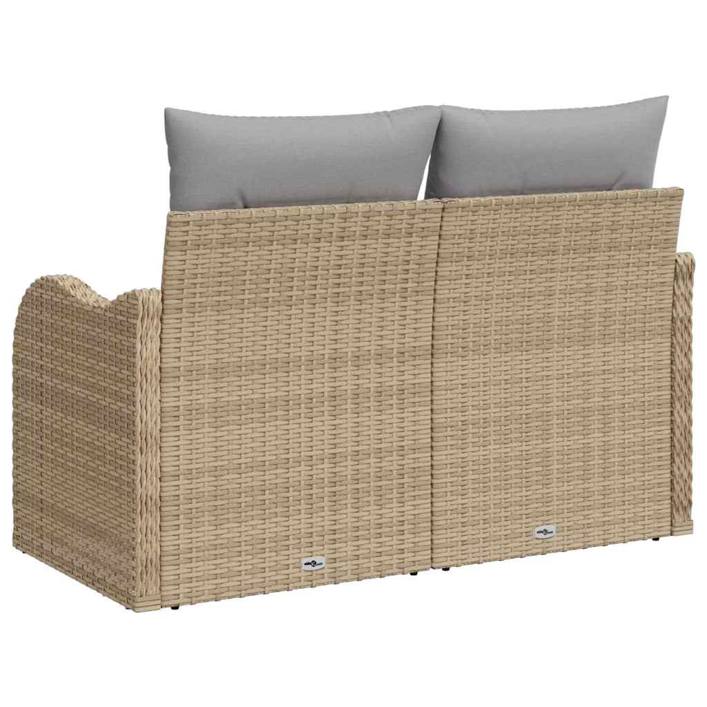 Hagemøbelsofa med pute Beige 121 x 62 x 69cm polyrotting