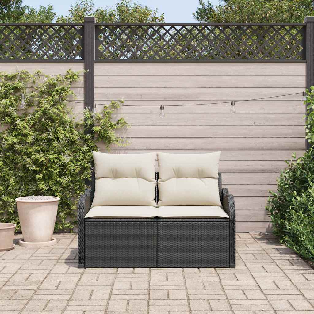 Hagemøbelsofa med pute Svart 121 x 62 x 69cm polyrotting