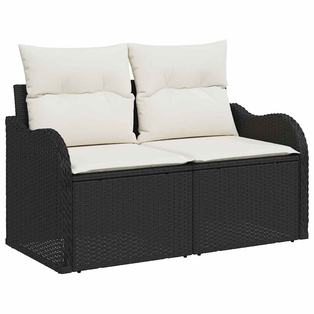 Hagemøbelsofa med pute Svart 121 x 62 x 69cm polyrotting