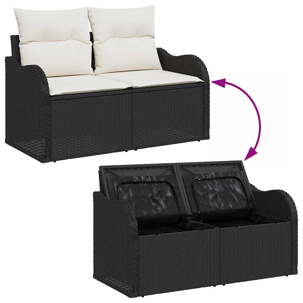 Hagemøbelsofa med pute Svart 121 x 62 x 69cm polyrotting
