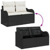 Hagemøbelsofa med pute Svart 121 x 62 x 69cm polyrotting