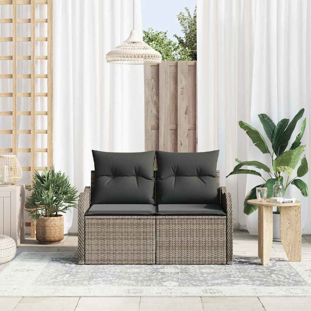 Hagemøbelsofa med pute Grå 121 x 62 x 69cm polyrotting