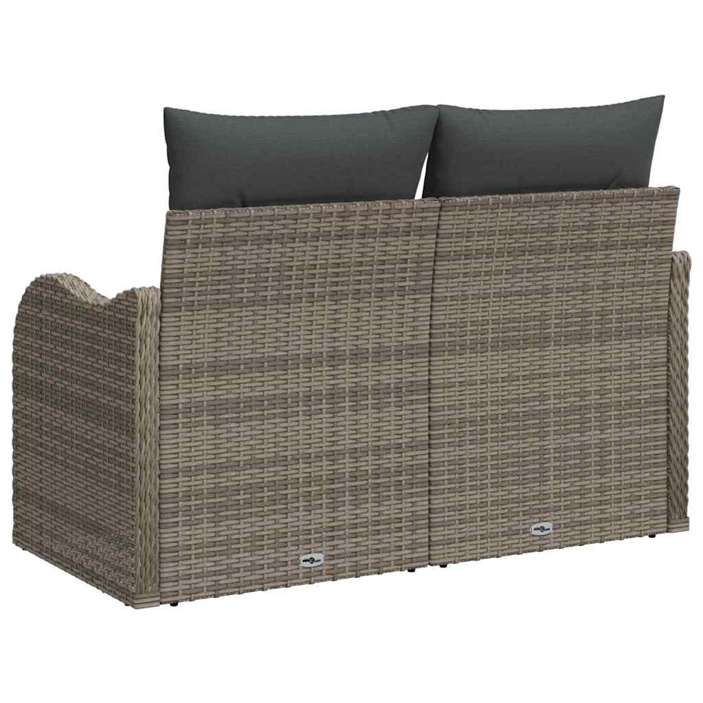 Hagemøbelsofa med pute Grå 121 x 62 x 69cm polyrotting