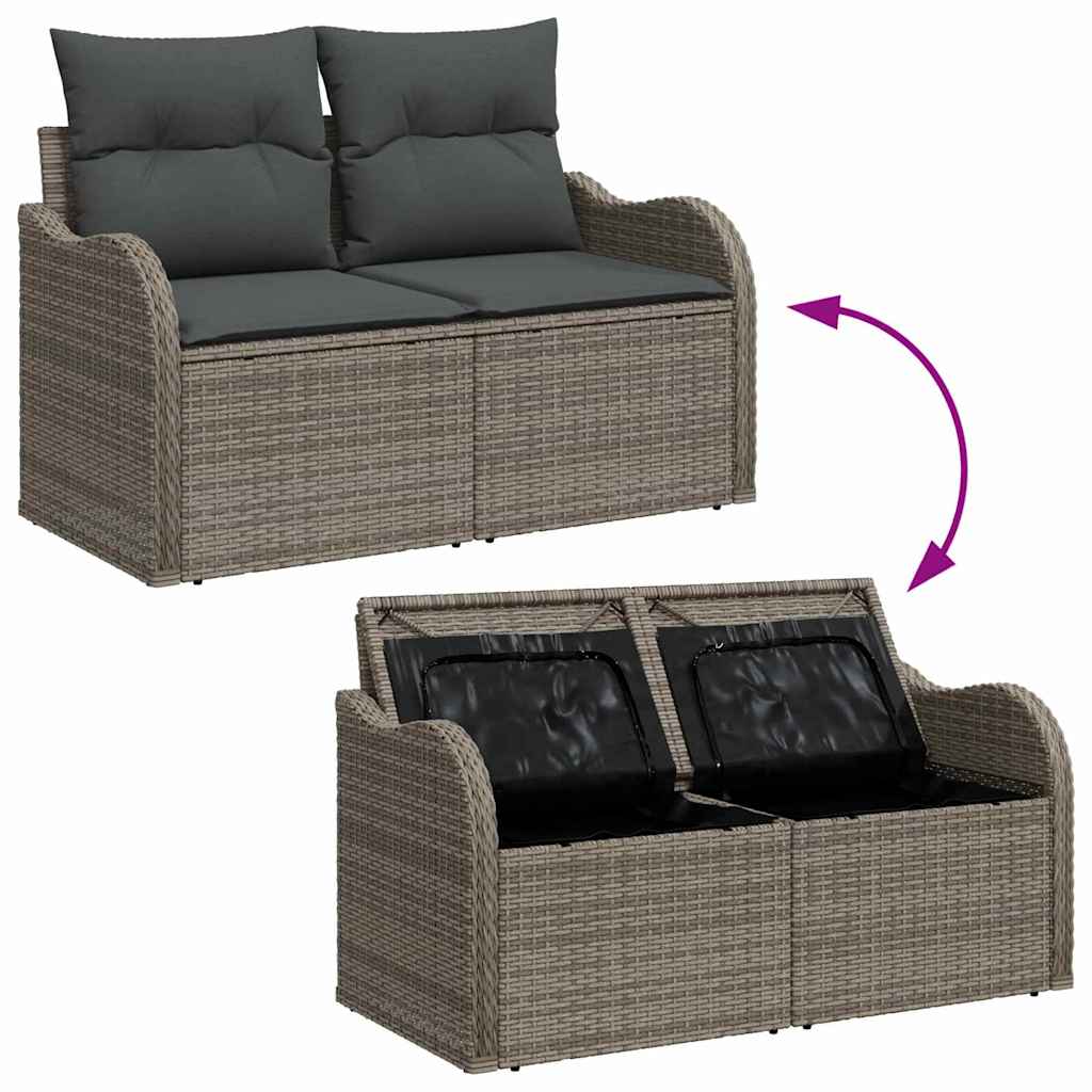 Hagemøbelsofa med pute Grå 121 x 62 x 69cm polyrotting