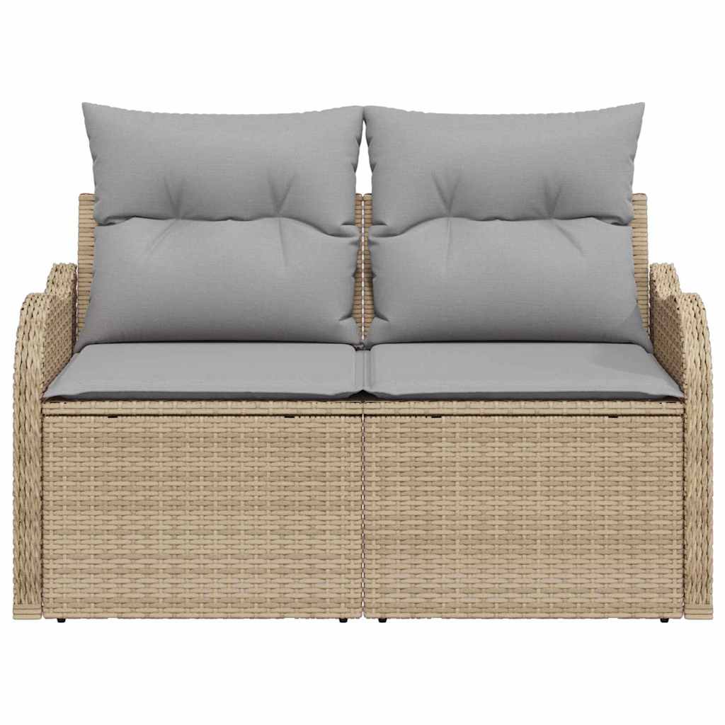 Hagemøbelsofa med pute Beige 121 x 62 x 69cm polyrotting
