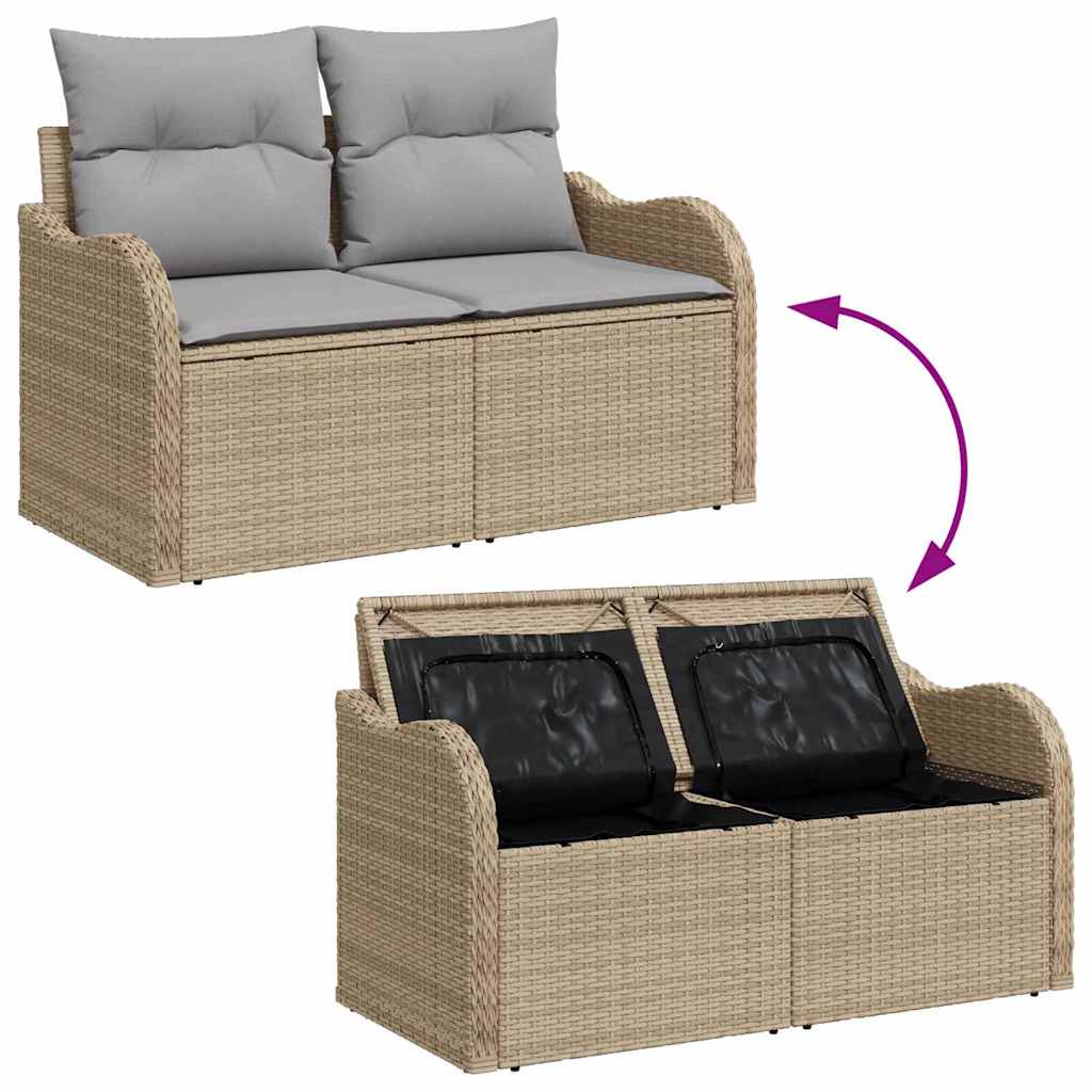 Hagemøbelsofa med pute Beige 121 x 62 x 69cm polyrotting