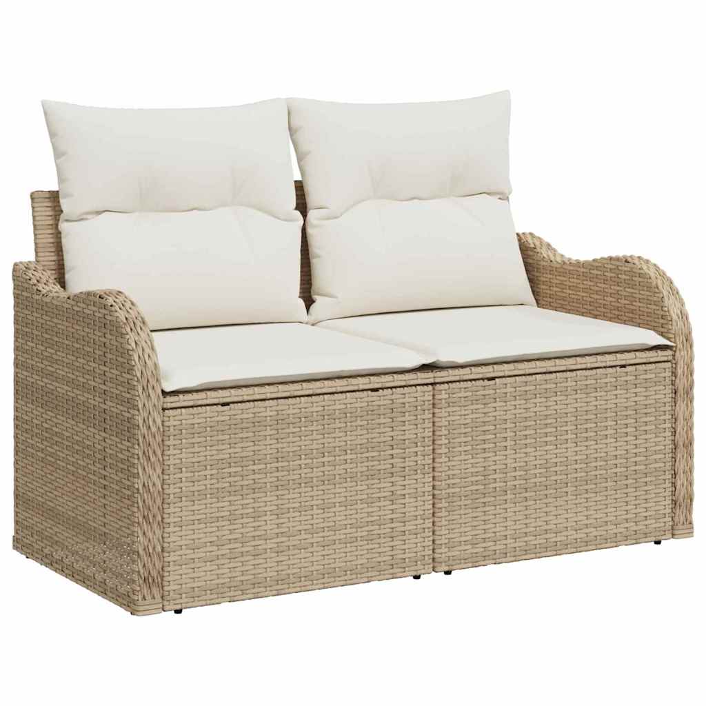 Hagemøbelsofa med pute Beige 121 x 62 x 69cm polyrotting