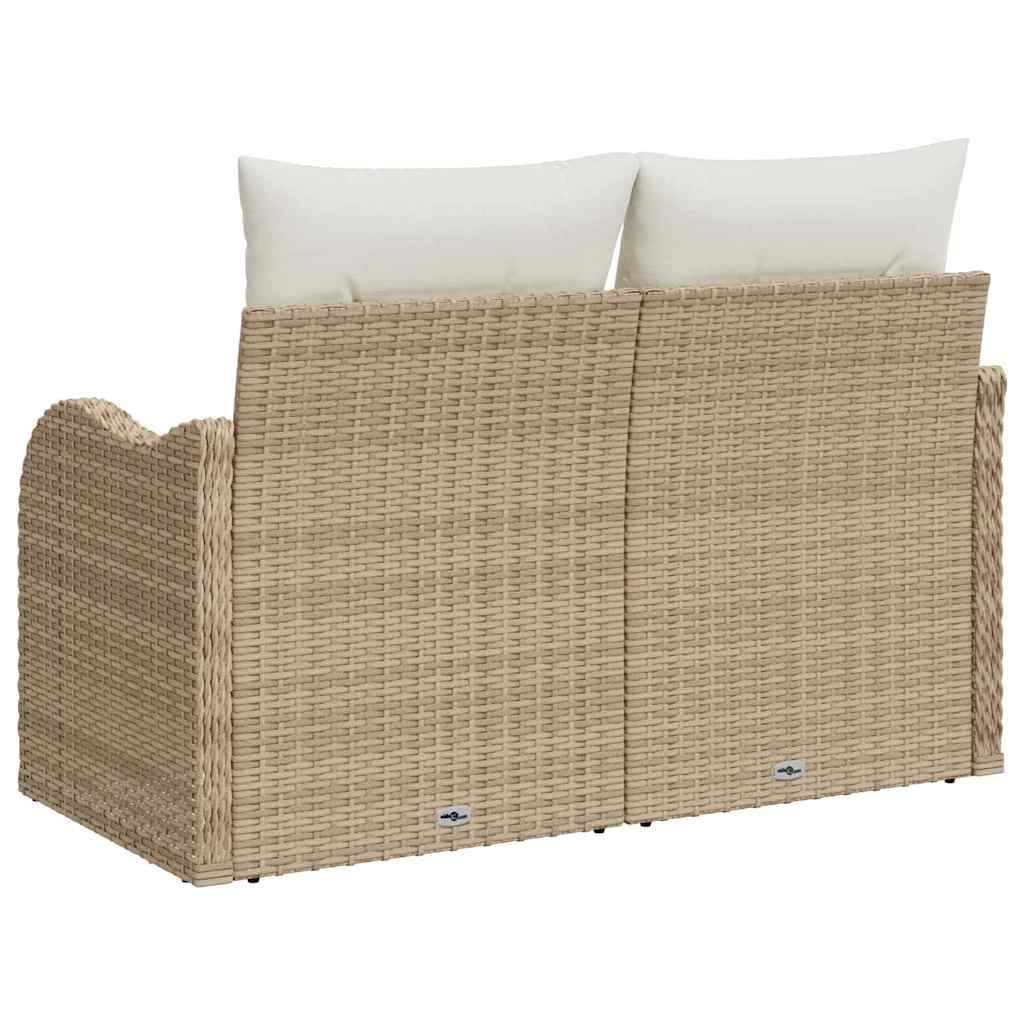 Hagemøbelsofa med pute Beige 121 x 62 x 69cm polyrotting