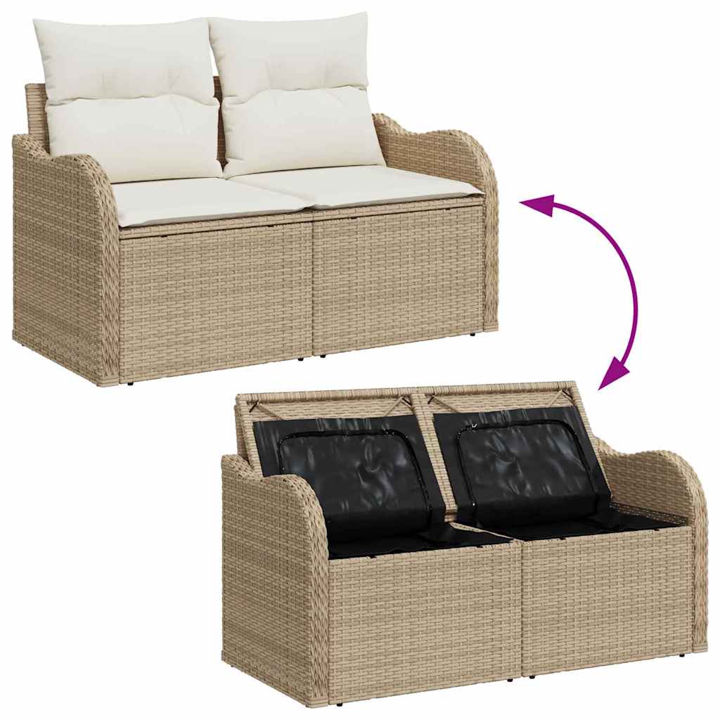 Hagemøbelsofa med pute Beige 121 x 62 x 69cm polyrotting