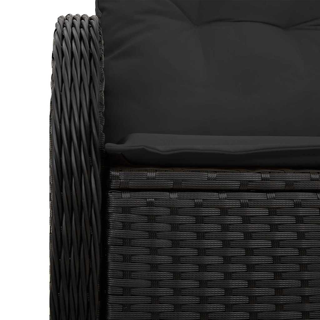 Hagemøbelsofa med pute Svart 121 x 62 x 69cm polyrotting